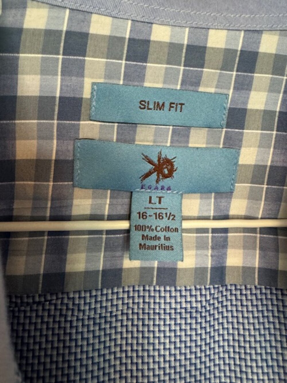 Egara Men’s Slim Fit Dress Shirt Blue/White Micro Pattern - Picture 4 of 4
